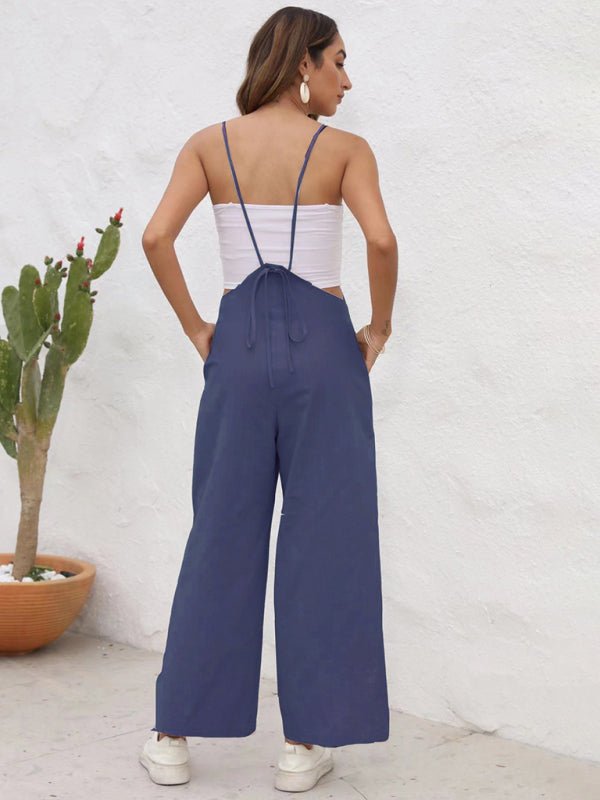 New solid color casual suspender trousers - Bottoms